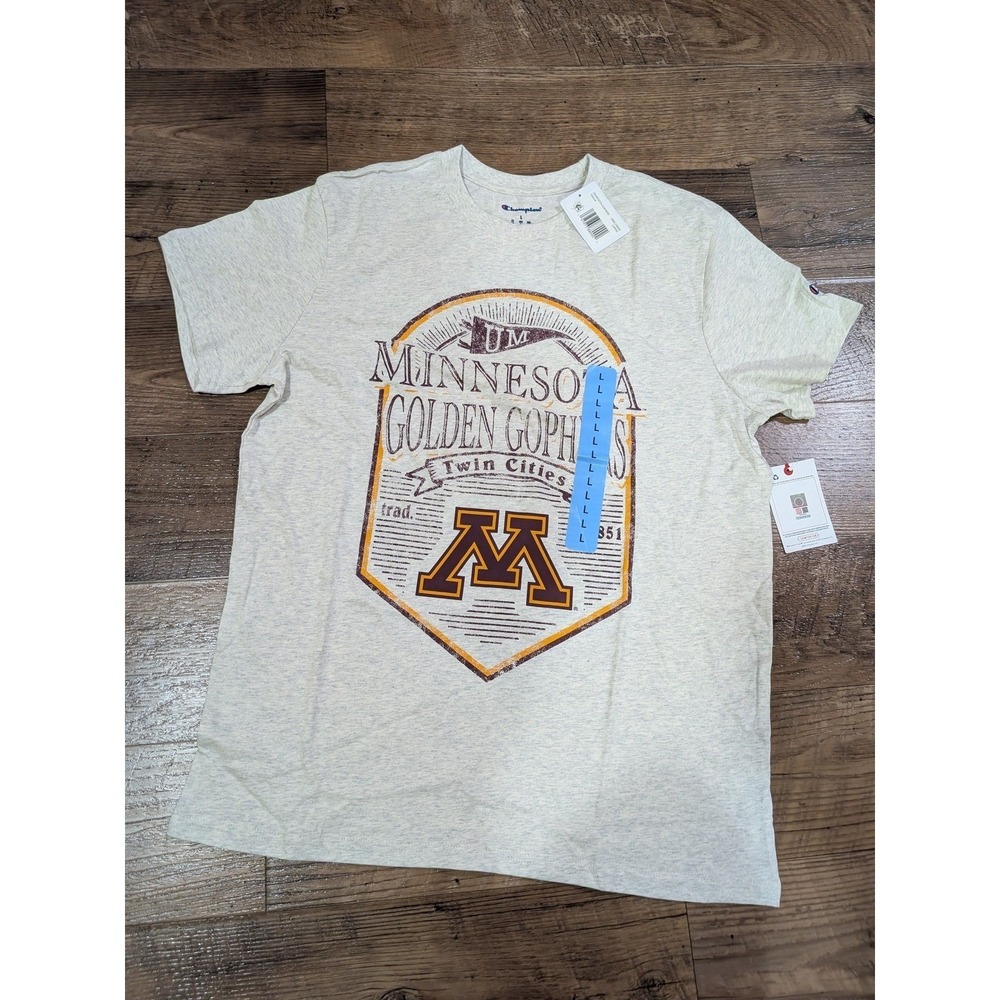 Champion T-Shirt Mens‎ Large Oatmeal NWT Minnesota Golden Gophers NCAA Graphic